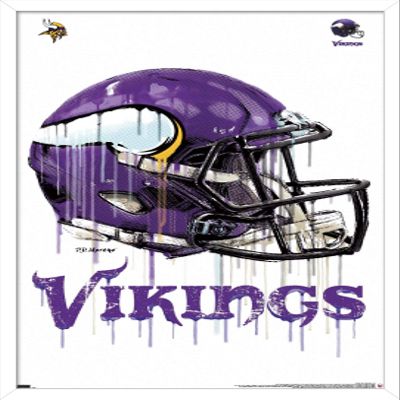 Trends International NFL Minnesota Vikings - Drip Helmet 20 Wall Poster, 14.725" x 22.375", White Framed Version
