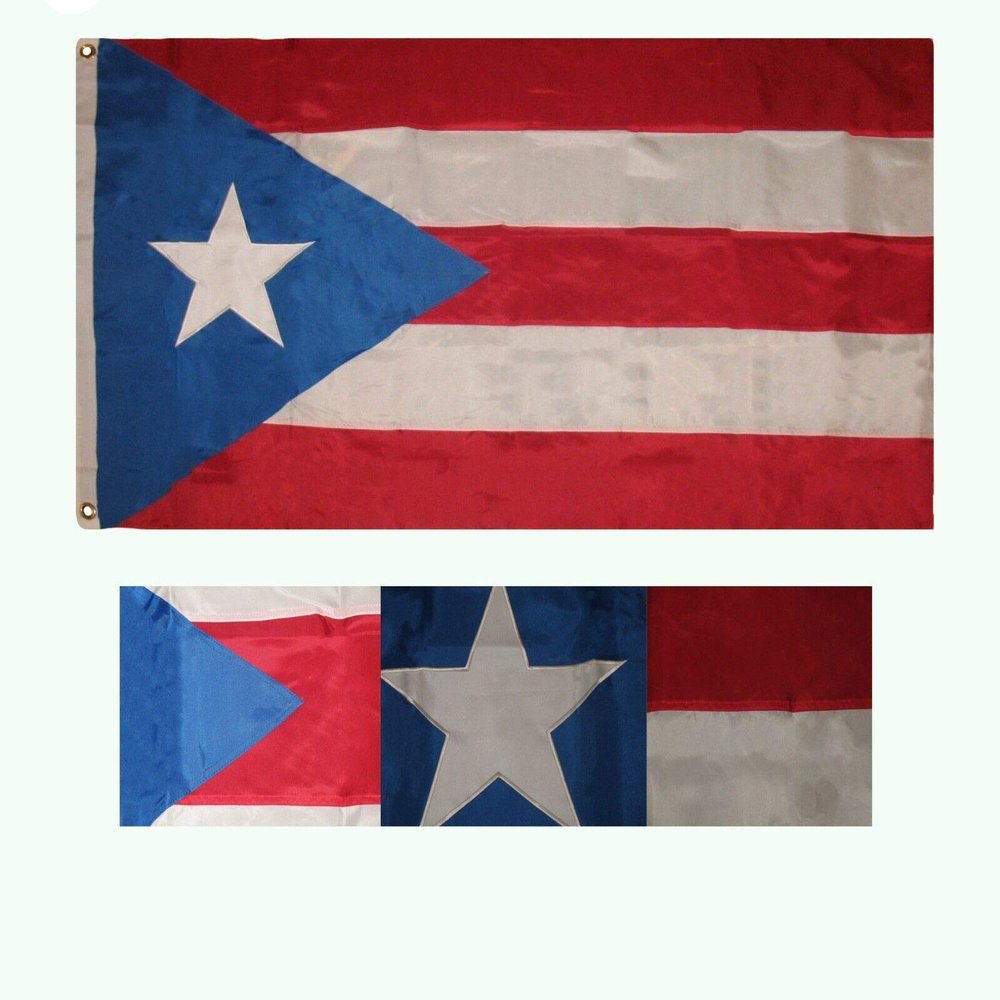 American Wholesale Superstore 2x3 Embroidered Sewn Historic Light Blue Puerto Rico 210D Nylon Flag 2x3ft