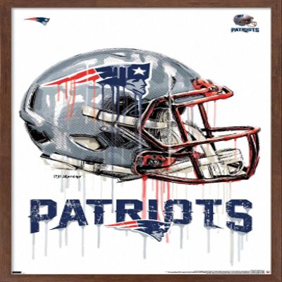 Trends International NFL New England Patriots - Drip Helmet 20 Wall Poster, 22.375" x 34", Mahogany Framed Version