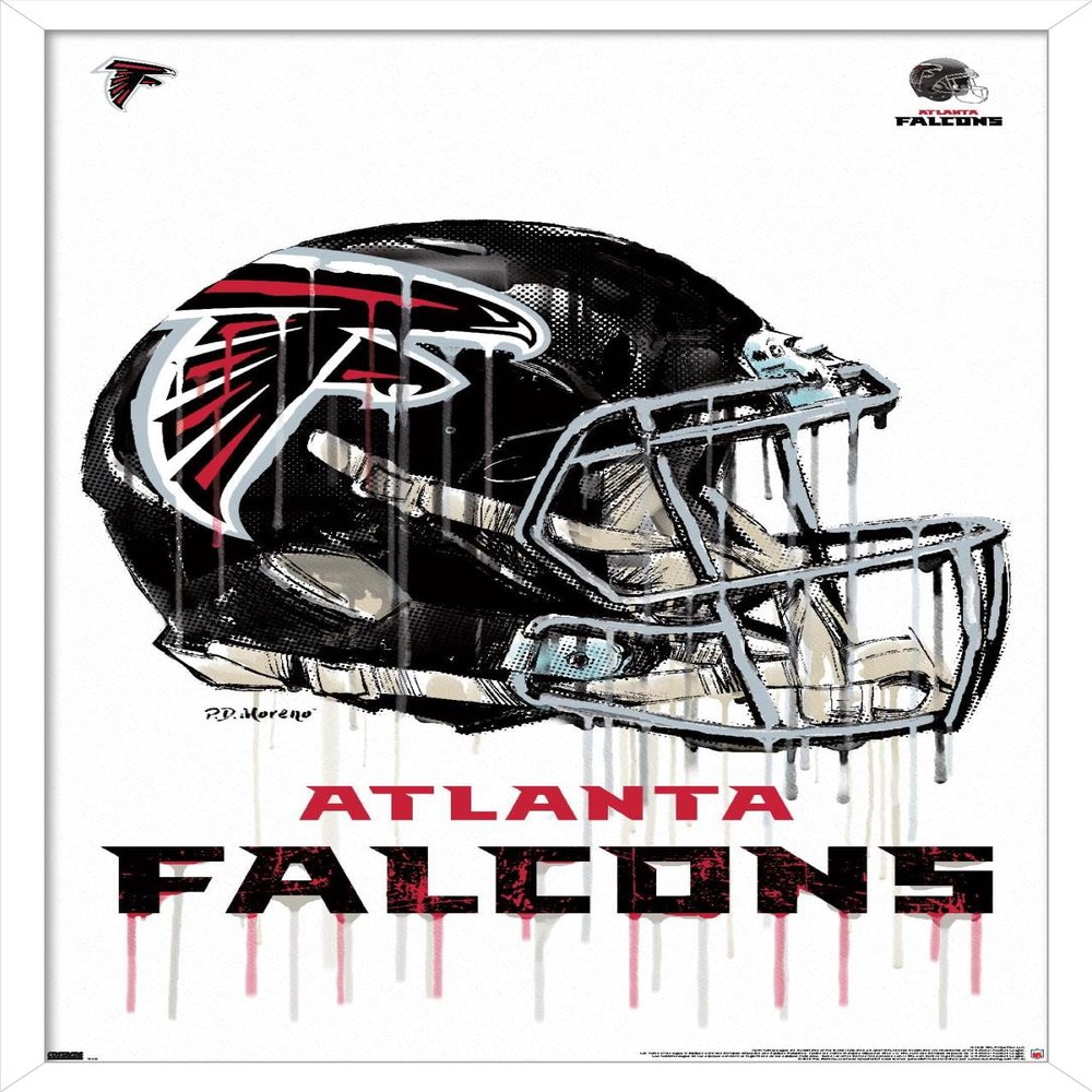 Trends International NFL Atlanta Falcons - Drip Helmet 20 Wall Poster, 14.725" x 22.375", White Framed Version