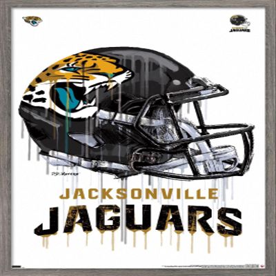 Trends International NFL Jacksonville Jaguars - Drip Helmet 20 Wall Poster, 22.375" x 34", Barnwood Framed Version