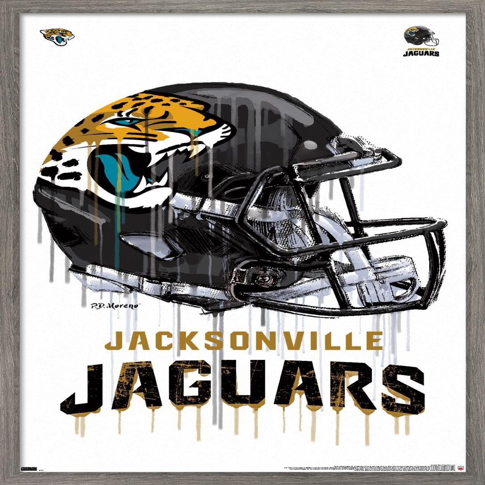 Trends International NFL Jacksonville Jaguars - Drip Helmet 20 Wall Poster, 22.375" x 34", Barnwood Framed Version