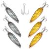 6pcs Fish WOW! 3oz Gold Silver Laser Tape Spoon jig Metal Chrome Fishing jigs with a 3X Strong Mustad Treble Hook 2/0 view 1
