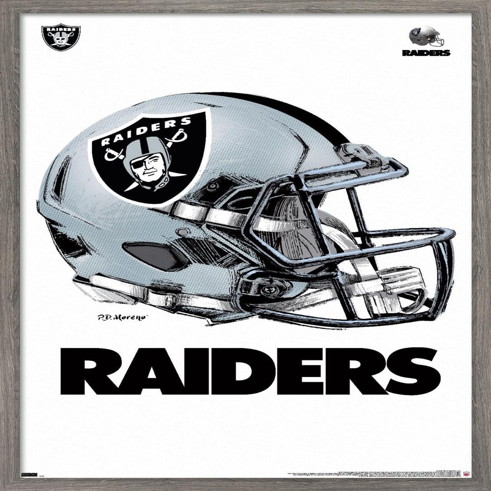 Trends International NFL Las Vegas Raiders - Drip Helmet 20 Wall Poster, 14.725" x 22.375", Barnwood Framed Version