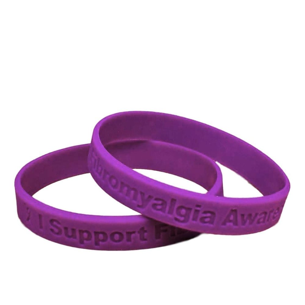 1 - I Support Fibromyalgia Awareness Bracelet 100% Medical Grade Silicone - Latex and Toxin Free - High Quality Bracelet - Show Your Support For Fibromyalgia Awareness