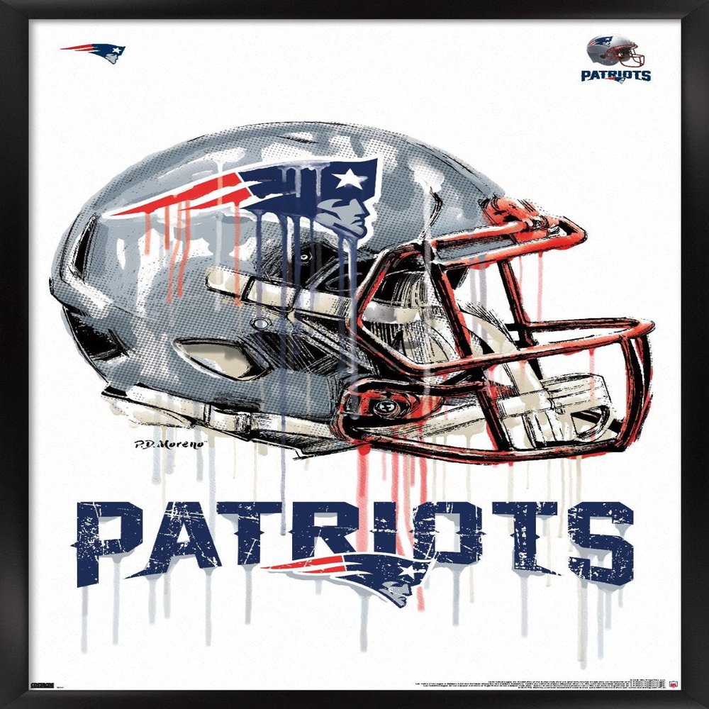 Trends International NFL New England Patriots - Drip Helmet 20 Wall Poster, 22.375" x 34", Black Framed Version