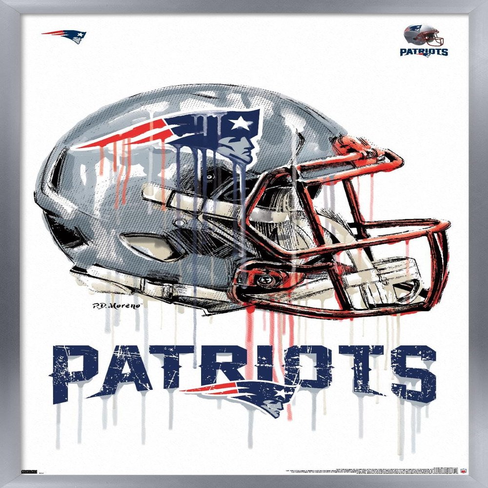 Trends International NFL New England Patriots - Drip Helmet 20 Wall Poster, 22.375" x 34", Silver Framed Version