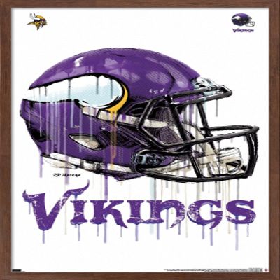 Trends International NFL Minnesota Vikings - Drip Helmet 20 Wall Poster, 14.725" x 22.375", Mahogany Framed Version