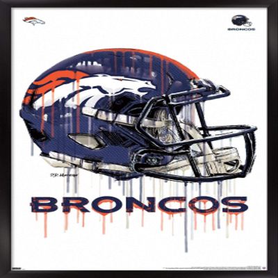 NFL Denver Broncos - Drip Helmet 20 Wall Poster, 34L x 22.4W, Black Framed Version