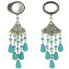 0G 8mm 316L Surgical Steel Turquoise Beads Tassel Dangle Ear Gauges Piercing Flesh Tunnels Plugs Statement Earrings view 1