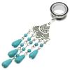 0G 8mm 316L Surgical Steel Turquoise Beads Tassel Dangle Ear Gauges Piercing Flesh Tunnels Plugs Statement Earrings view 3