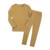 2Pcs Kids Boys Girls Cotton Pajamas Set, Toddler Solid Snug Fit Sleepwear Long Sleeve Tops + Elastic Pants Yellow view 1