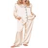Ekouaer Silk Pajamas for Women Button Down Satin Pj Set Soft Long Sleeve 2 Piece Sleepwear Loungewear (Champagne,XXL) view 1