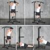 Dland Power Tower Pull Up Bar Dip Station and Height Adjustable Dip Bar Stand, Multi-Function Home Gym Exercise Equipment Strength Training Fitness Workout Station, Black view 4