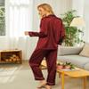 Ekouaer Christmas Pajamas for Women Silk Satin Holiday Button Down Pj Set Soft Long Sleeve Sleepwear (Wine,S) view 3
