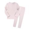 2Pcs Kids Boys Girls Cotton Pajamas Set, Toddler Solid Snug Fit Sleepwear Long Sleeve Tops + Elastic Pants Beige view 1