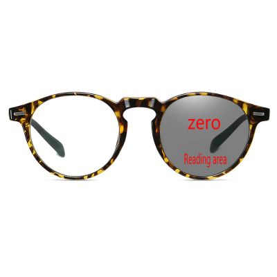 Bifocal Reading Glasses, Photochromic black Sunglasses, Vintage Transition Photochromic round Magnification Presbyopia UV400 (leopard, 4.0)
