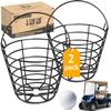 10L0L 2 Pack Metal Range Golf Ball Baskets with Handle, Golf Ball Storage Bucket, Holds 50 Balls Each (Balls Not Included) view 1