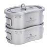 Boundless Voyage Titanium Canteen Mess Kit with Lid and Folding Handle Ultralight Portable Bowl Pot Cup Mug for Outdoor Camping Hiking Backpacking (Ti2046C (600ml+300ml)) view 1