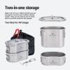 Boundless Voyage Titanium Canteen Mess Kit with Lid and Folding Handle Ultralight Portable Bowl Pot Cup Mug for Outdoor Camping Hiking Backpacking (Ti2046C (600ml+300ml)) view 4