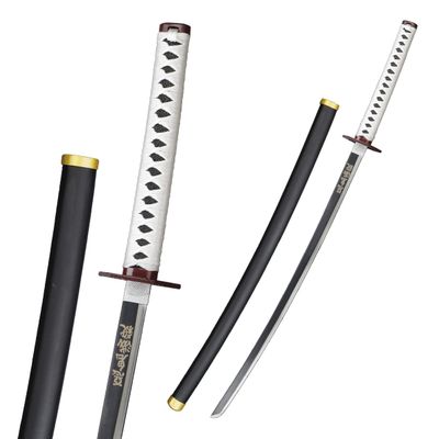 38 Munetoshi Unsharpened Steel LARP Cosplay Anime Giyu Tomioka Demon Sword w/Scabbard Costumes