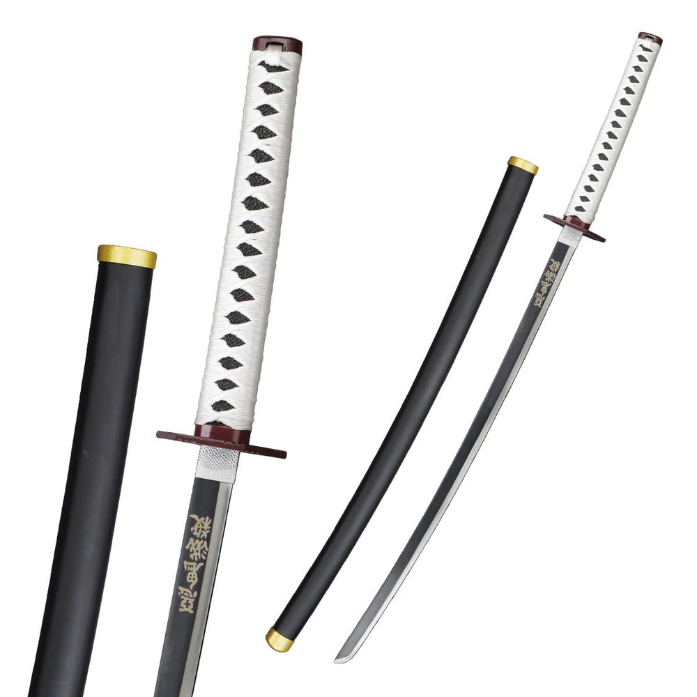 38 Munetoshi Unsharpened Steel LARP Cosplay Anime Giyu Tomioka Demon Sword w/Scabbard Costumes