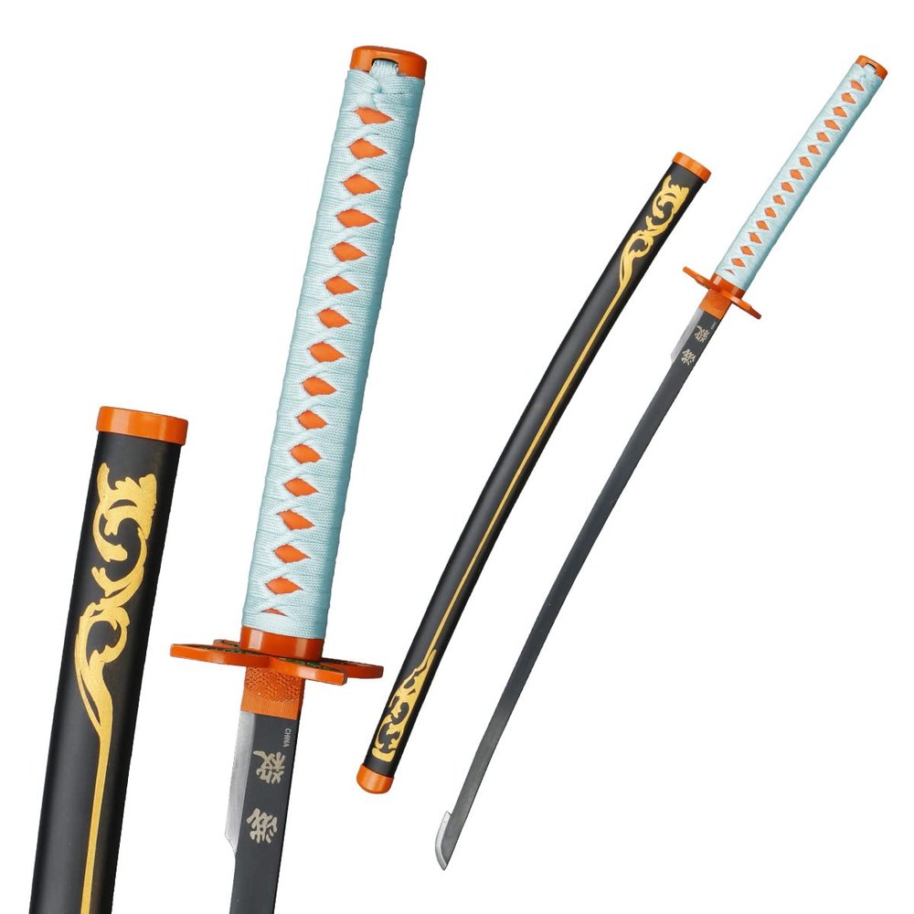38 Munetoshi Unsharpened Steel LARP Cosplay Anime Shinobu Kocho Demon Sword w/Scabbard Costumes