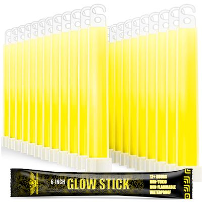 EVERLIT Survival Emergency Glow Sticks- 6 Inches Light Sticks for First Aid Kit, Survival Kit, Camping, Hiking, Outdoor, Disasters, Emergencies Up to 12 Hours Duration (24 Pack, Yellow)