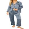 Ekouaer Silk Pajamas for Women Button Down Satin Pj Set Soft Long Sleeve 2 Piece Sleepwear Loungewear (Grey,XL) view 1