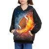 AFPANQZ Fire and Water Football Sweatshirts Boy's Hoodies Sweaters Sweatshirt Long Sleeves Front Pockets Thin Autumn Pajama Shirt Size XL Sports Running Outdoor Casual Costume Black view 1
