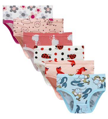 Girl Series Toddler Soft Cotton Panties Little Girls' Assorted Underwear (Pack of 6) Size 4 5