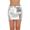Yartina Women's Shiny Metallic Patent Leather Mini Pencil Skirt Nightout Wear Dance Party Clubwear Silver One Size view 1