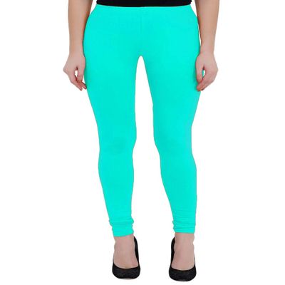 Way2like Women's Soft Cotton Leggings Slim Fit Churidar Solid Regular Yoga Casual Wear Aqua