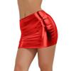 Yartina Women's Shiny Metallic Patent Leather Mini Pencil Skirt Nightout Wear Dance Party Clubwear Red One Size view 2