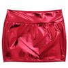 Yartina Women's Shiny Metallic Patent Leather Mini Pencil Skirt Nightout Wear Dance Party Clubwear Red One Size view 4