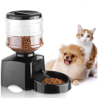 Automatic Cat Feeder 5.5L Auto Pet Dog Dry Food Dispenser for Cats and Small Dogs,Programmable Timer, Smart Electric Pet Feeder,Portion Control 1-3 Meals Per Day & 10S Voice Recorder,Black