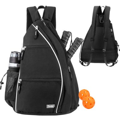 Sucipi Pickleball Bag - Men's -Women's Pickleball Backpack, Adjustable Sling Bag w/Fence Hook/Large Capacity/Safety Pocket-Black
