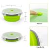 CCyanzi 1200ml Collapsible Camping Bowl Silicone Food Storage Container with Lid and Foldable Stainless Steel Fork Spoon, for Picnic, Travel, Camping, RV, Fridge and Microwave Bowls(Round, Green) view 3
