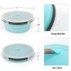 CCyanzi 1200ml Collapsible Camping Bowl Silicone Food Storage Container with Lid and Foldable Stainless Steel Fork Spoon, for Picnic, Travel, Camping, RV, Fridge and Microwave Bowls(Round, Blue) view 3