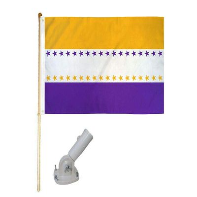 5' Wooden Flag Pole Kit Nylon White Bracket 19th Amendment Victory 3x5 Poly Flag