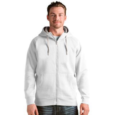Antigua Victory Full Zip Hood Fleece, White, 2X