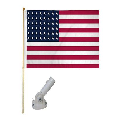 American Wholesale Superstore 5' Wooden Flag Pole Kit Nylon White Bracket & 48 Star USA Linear 3x5 Poly Flag