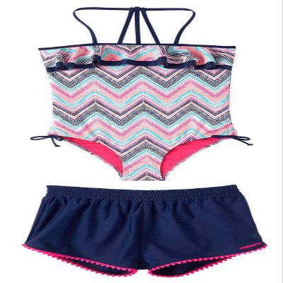 Limited Too Girls Bathing Suit and Shorts Set (Blue, X-Small 5/6)