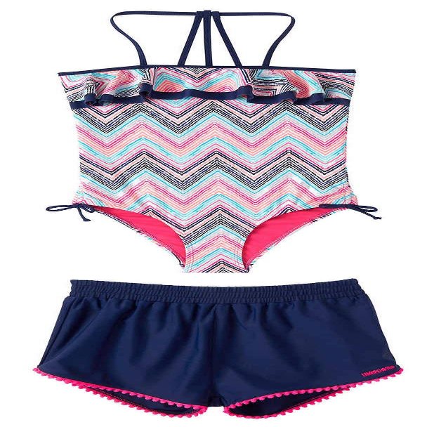 Limited Too Girls Bathing Suit and Shorts Set (Blue, X-Small 5/6)