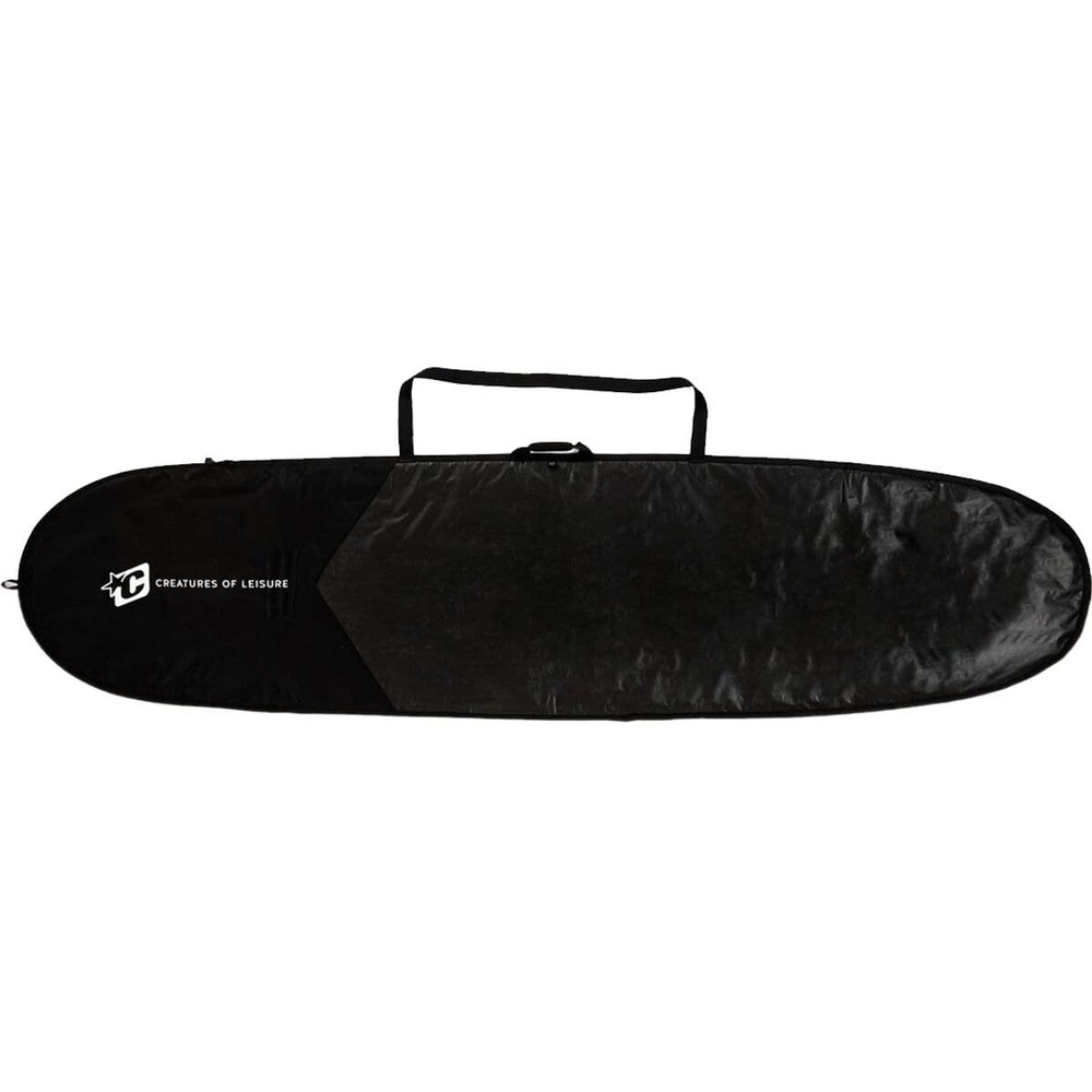 Creatures of Leisure 2023 Longboard Icon Lite Boardcover, 3mm Foam Protection, Durable Matte Black Tarpee, 2-year Warranty, Black Silver, 8'0"