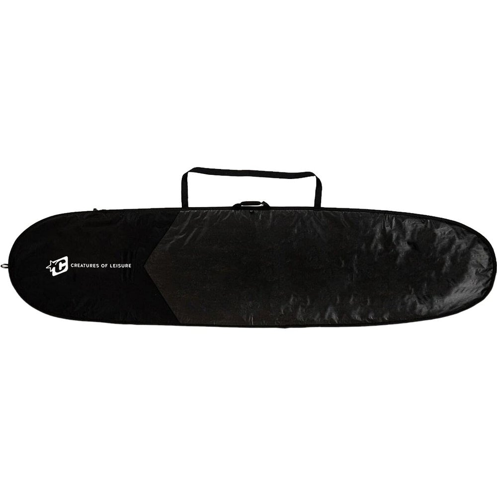 Creatures of Leisure 2023 Longboard Icon Lite Boardcover, 3mm Foam Protection, Durable Matte Black Tarpee, 2-year Warranty, Black Silver, 8'6"