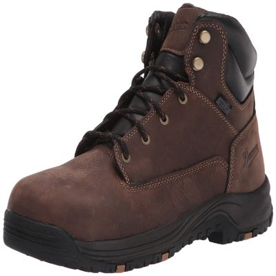 Danner Caliper 6'' Waterproof Aluminum Toe Work Boots for Men - Full-Grain Leather with Breathable Danner Dry & Slip-Resistant Outsole, EH Rated, Brown - 7.5