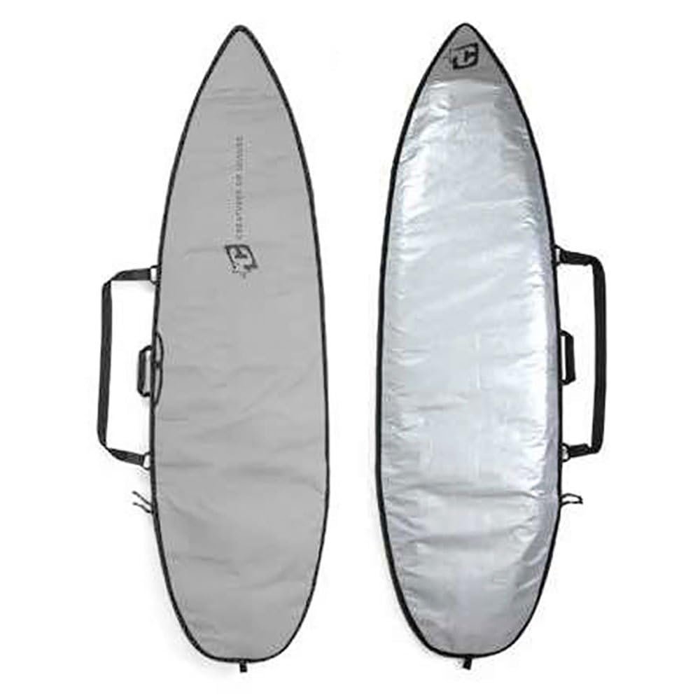Creatures of Leisure 2023 Shortboard Icon Lite Cover, Durable Matte Black Tarpee, 3mm Foam Protection, Corrosion Resistant Zip, Black Silver, 6'7"