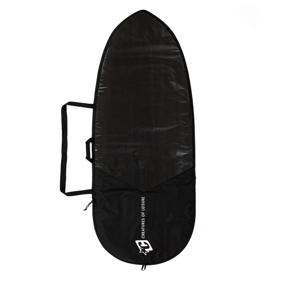 Creatures of Leisure 2023 Fish ICON Lite Boardcover, 3mm Foam Protection, Durable Matte Black Tarpee, 2-Year Warranty, Black Silver, 6'3"