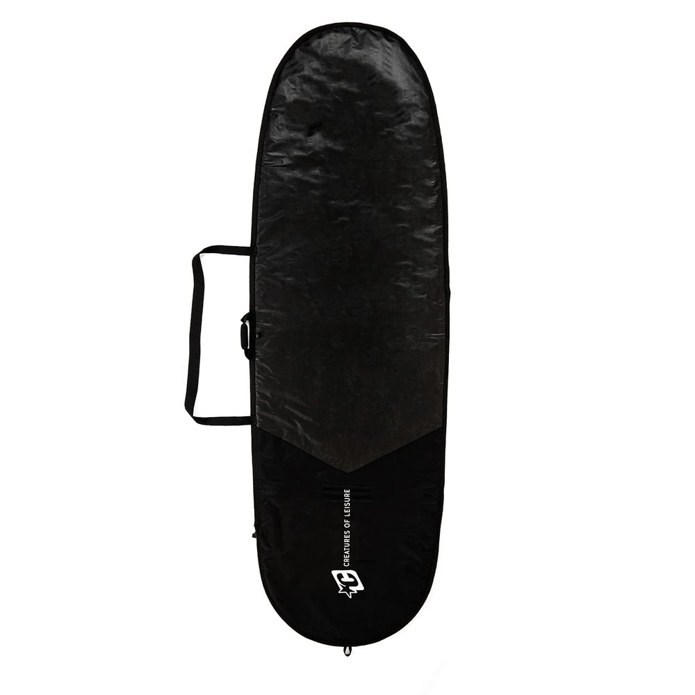 Creatures of Leisure 2023 Longboard Icon Lite Boardcover, 3mm Foam Protection, Durable Matte Black Tarpee, 2-year Warranty, Black Silver, 9'0"